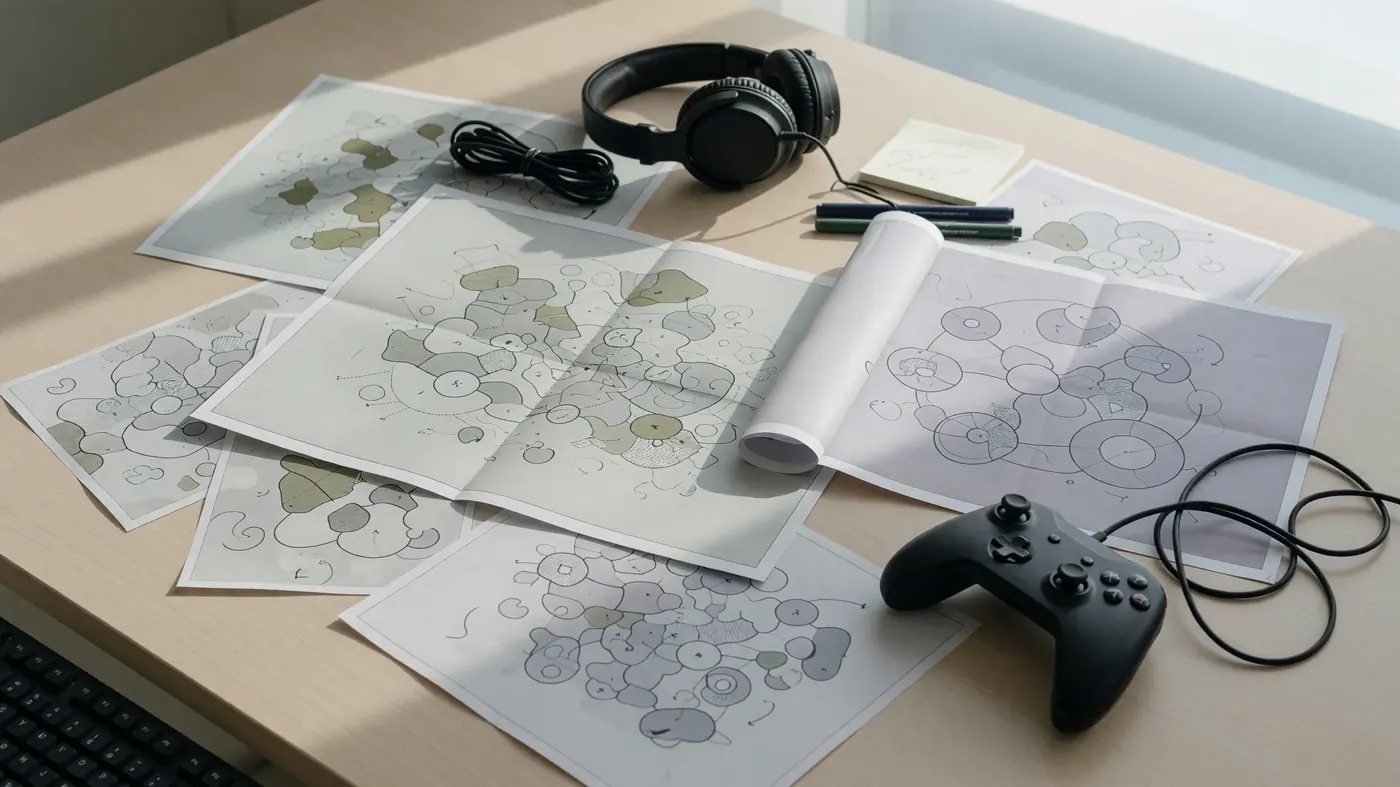 Multi-title esports hub desk with strategy boards